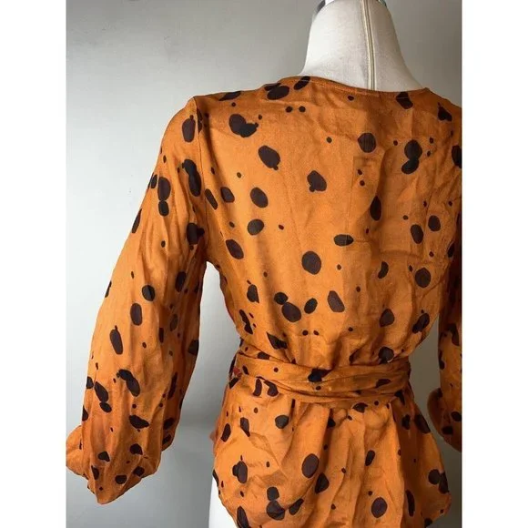 Anthropologie Bl-nk Orange Ariana Wrap Blouse Size Small NWT $118 - Picture 8 of 10